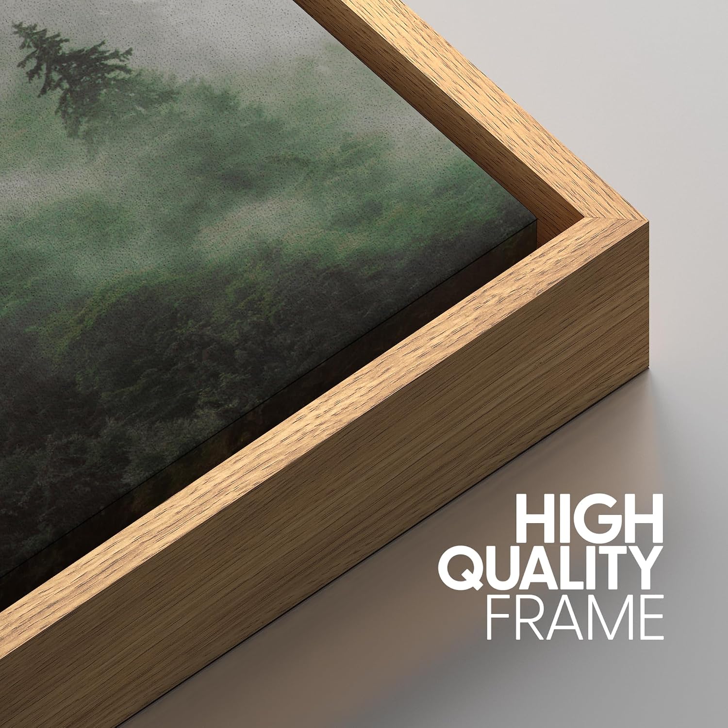 SIGNWIN Framed Canvas Print Wall Art Woodland Nursery Decor Set Fog & Mist Over Green Pine Tree Forest Nature Wilderness Modern Art Chic Landscape for Living Room, Bedroom, Office - 24'x36'x3 Natural