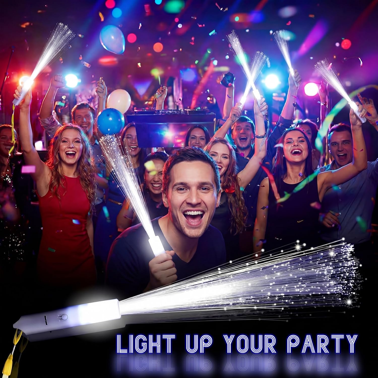 Jecery 180 Pieces White Fiber Optic Wands Bulk LED Wedding Sparklers Send off Light up Wand Sticks with 3 Modes Flashing for Bridal Shower Reception Birthday Glow in the Dark Party Favors Supplies