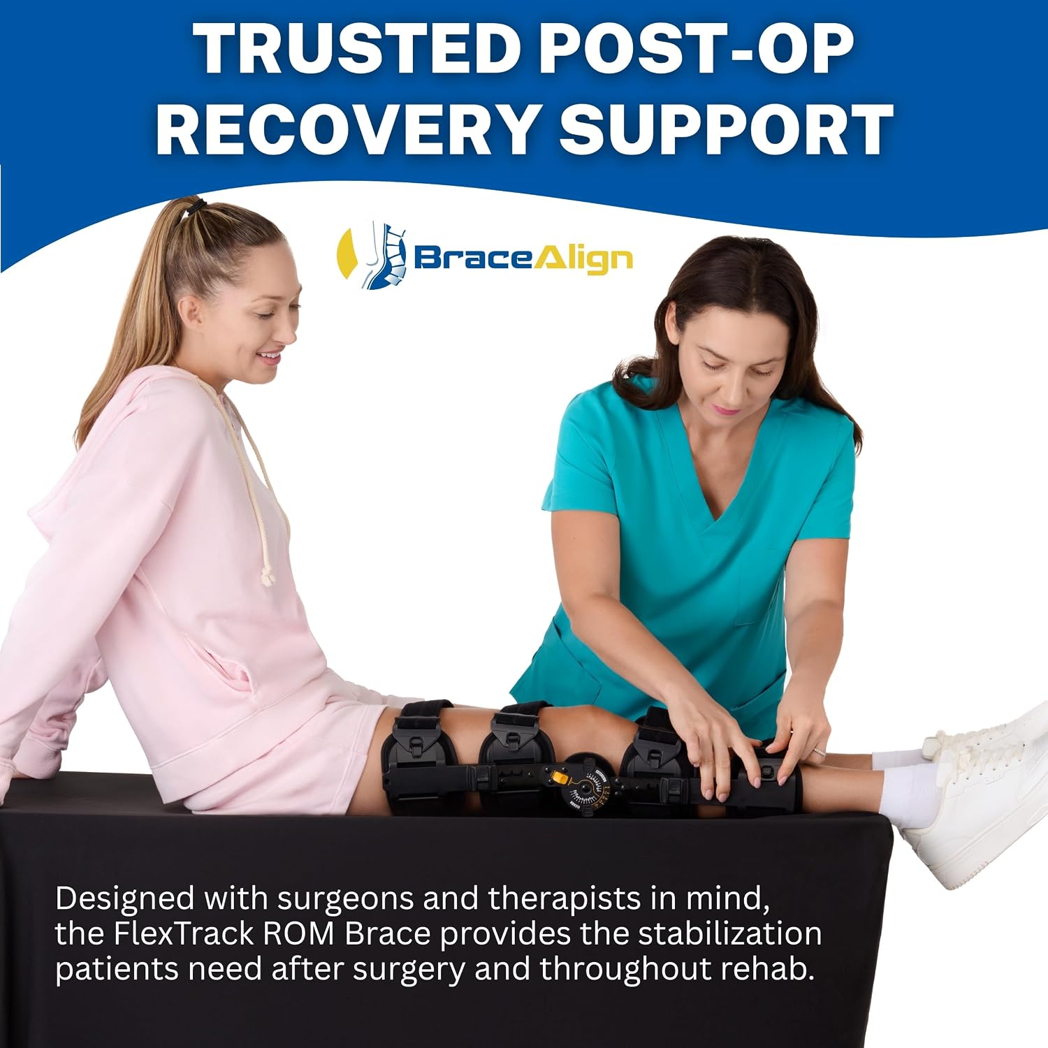 FlexTrack ROM Telescoping Post Op Knee Brace - Adjustable Hinged Stabilizer for ACL, MCL, PCL Injury Recovery & Surgery Support - L1832 L1833