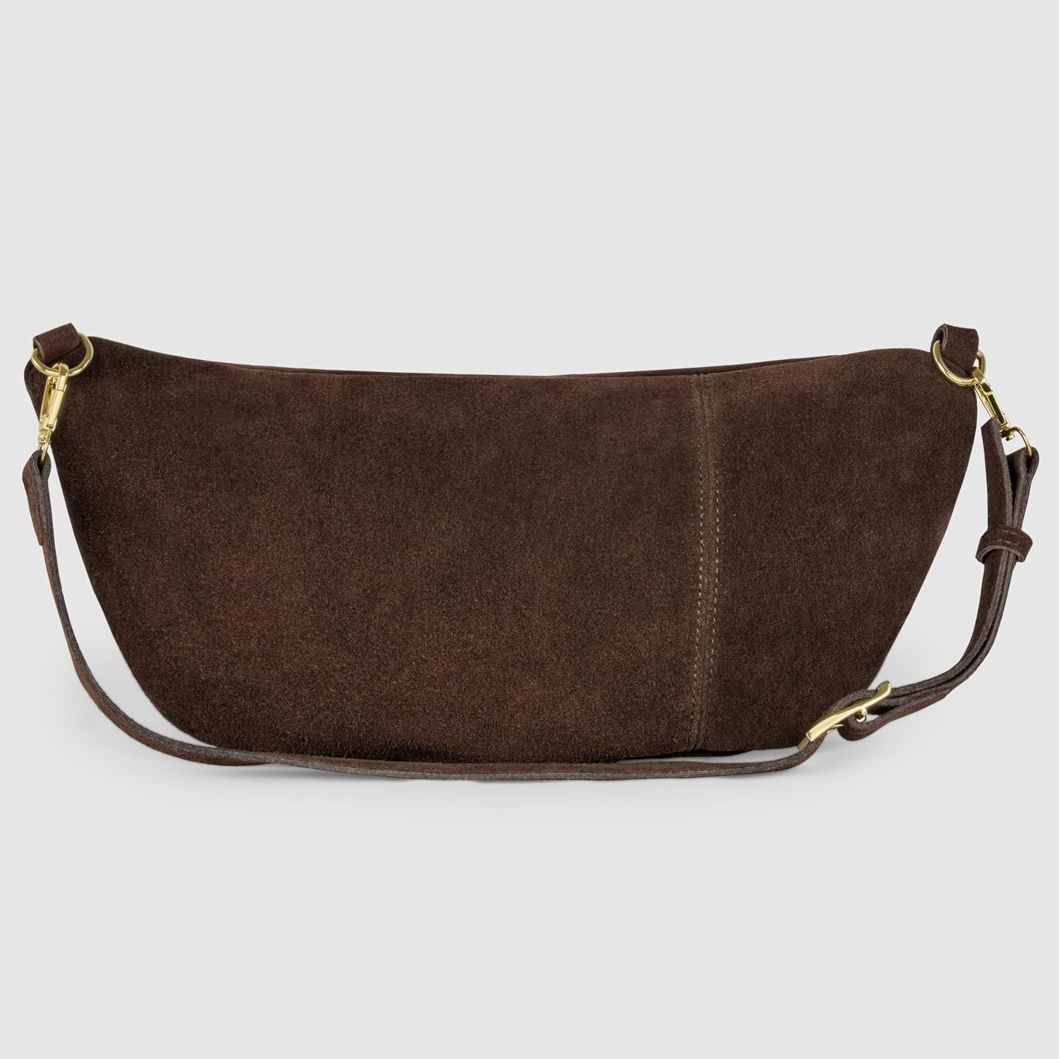 Italian Genuine Suede Crossbody Bag for Women with Zipper & Detachable Strap | Large Travel Chest Sling Fanny Pack (Chocolate)