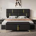 JIJIWANG Queen Size Lift Up Storage Bed with Ottoman - Upholstered Platform Bed Frame with Hydraulic Storage System, Modern Wingback Headboard, Wood Slats Support, No Box Spring Needed, Black