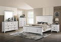 Clelane Wood Bedroom Set with Shiplap Panel King Bed, Dresser, Mirror, Nightstand, and Chest in Weathered White and Dark Gray