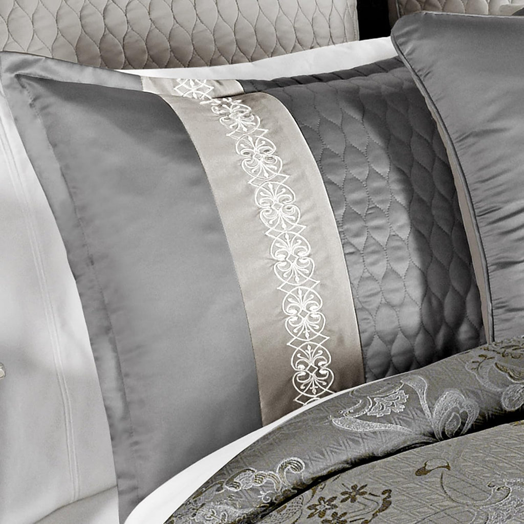 Riverbrook Home Elegant Collection Comforter Set, King, Kacee - Platinum, 12-Piece Set