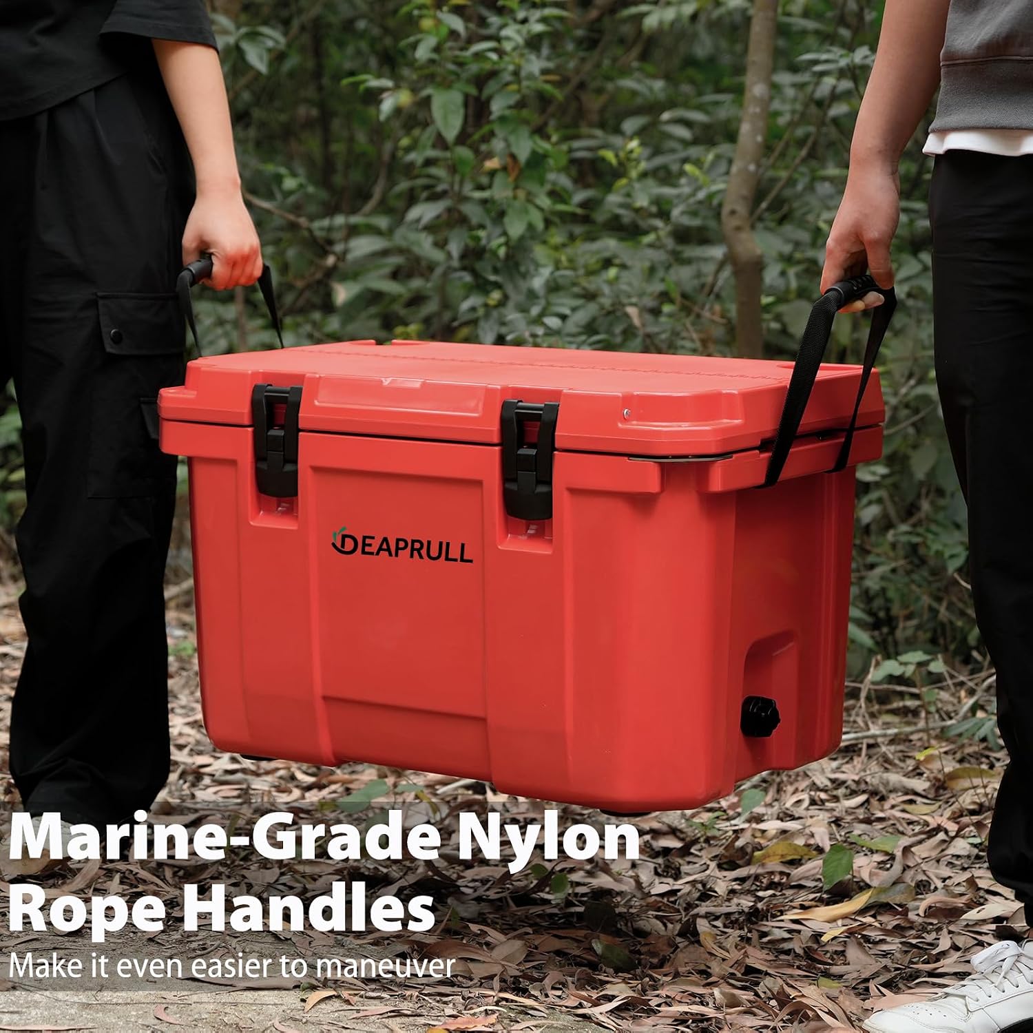 Hard Cooler, Insulated Ice Chest Box Holds Ice for More Days, Portable Cooler with Handle, Cup Holders, Double Latches for Camping Drink, Beach, Picnic, Fishing, Boat, Barbecue