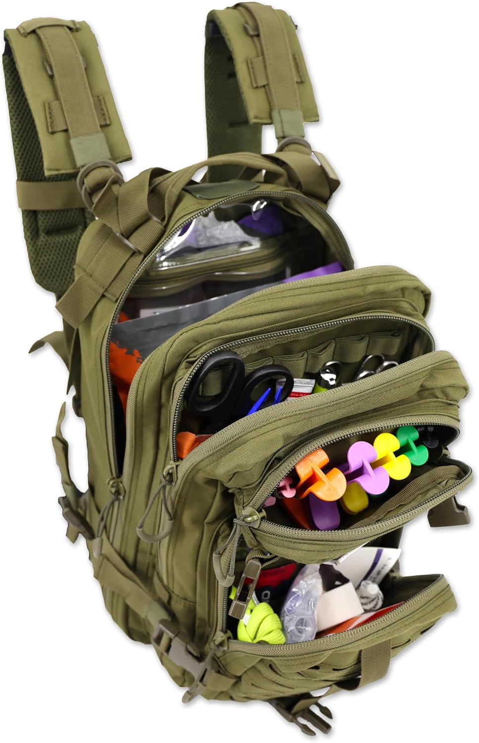 Lightning X Stocked EMS/EMT Trauma & Bleeding First Aid Responder Medical Backpack + Kit - OD Green