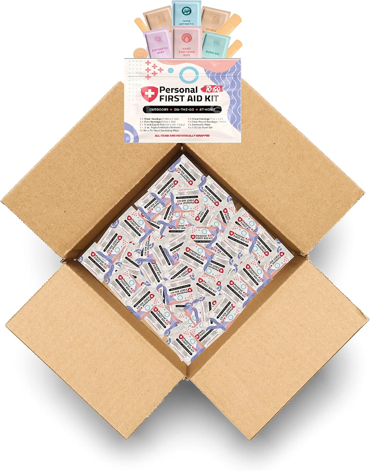 First Aid Emergency Medical Kit Mini and Travel Size - | Great for Kids, Schools, Business, Hiking, Camping | Wound Care Products (Abstract) (50)