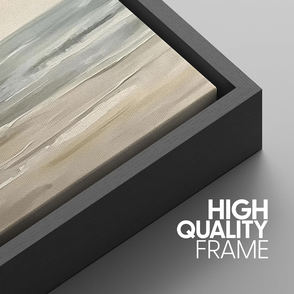 SIGNWIN Framed Canvas Print Wall Art Set Coastal Serenity Abstract Seaside Illustrations Modern Art Decorative Rustic Calm/Zen for Living Room, Bedroom, Office - 16'x24'x3 Black