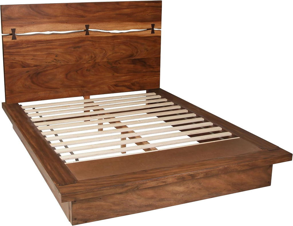 Coaster Home Furnishings Winslow Farmhouse 4-Piece Bedroom Set Live Edge Queen Size Panel Bed Frame 52-inch Headboard Smokey Walnut 223250Q-S4
