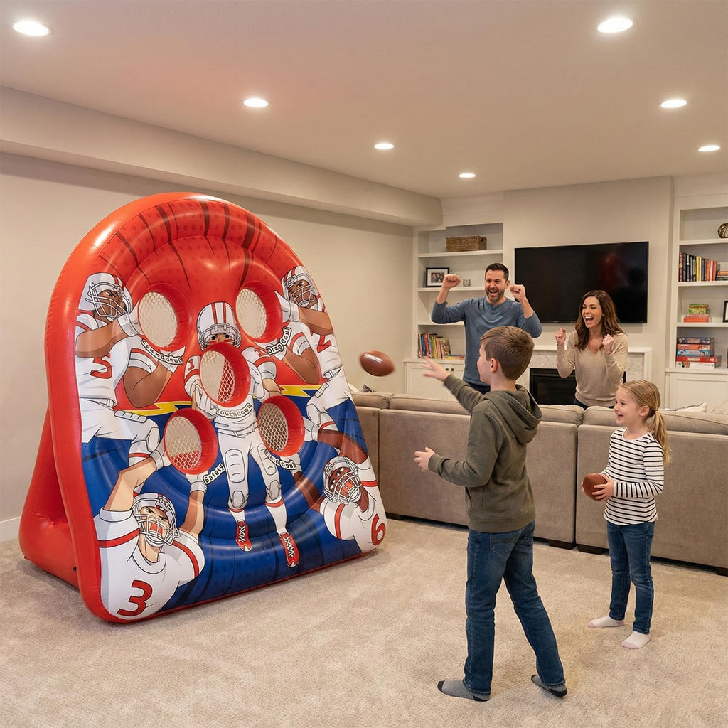 6FT Giant Inflatable Football Target Toss Game - Fun Indoor & Outdoor Yard Games for Kids & Adults, Football Party Throwing Games, Carnival Games, Camping & Tailgate Lawn Activities