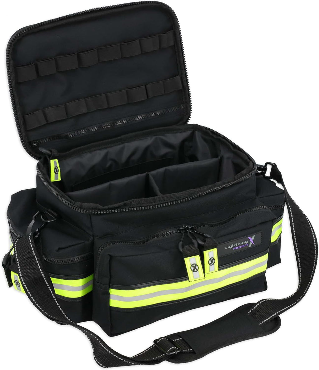 Lightning X Mid-Sized First Responder EMT Bag | LXMB25 | Fully Stocked w/ 248+ First Aid Supplies + Trauma Pak w/C.A.T. Tourniquet & QuikClot - Black