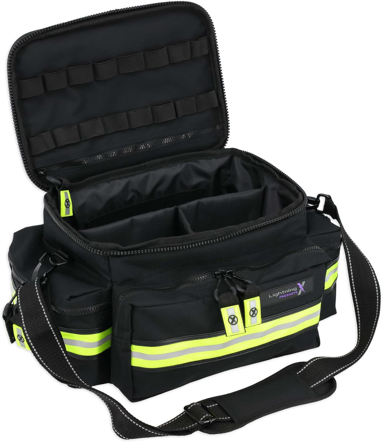 Lightning X Mid-Sized First Responder EMT Bag | LXMB25 | Fully Stocked w/ 248+ First Aid Supplies + Trauma Pak w/C.A.T. Tourniquet & QuikClot - Black