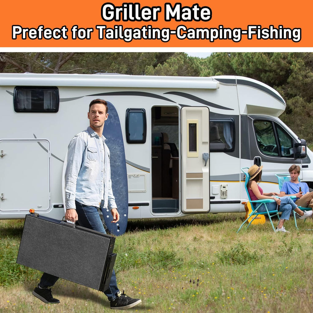 EUTRKei Grill Table for Blackstone Griddle, Portable Griddle Table with Caddy - Fit 17' or 22' Other Tabletop Grill, Foldable Ninja Grill Stand& Blackstone Griddle Stand for Outdoor Tailgating-Camping
