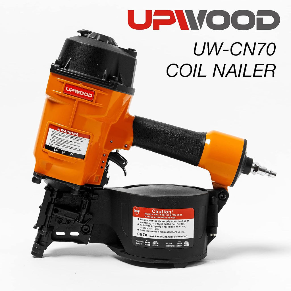 CN70 Air Coil Nailer by UPWOOD, 2 Inch to 2-3/4 Inch 15 Degree Coil Siding Nail Gun Fast Shooting Fencing Nailer Pneumatic Coil Framing Nailer
