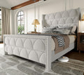 OHOHOLIVE Queen Size Bed Frame with 56' Headboard - 1000LBS Capacity Support, Velvet Upholstered Wingback Platform Bed Frame, Noise Free, Sturdy Wooden Slat Support