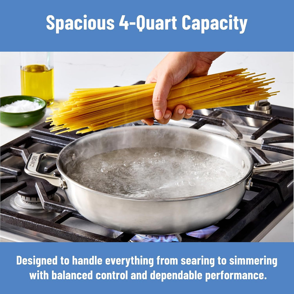 Misen Stainless Steel Pan - Versatile Everyday Pan - Even Heating, Dishwasher-Safe, Oven-Safe, Works on All Stovetops