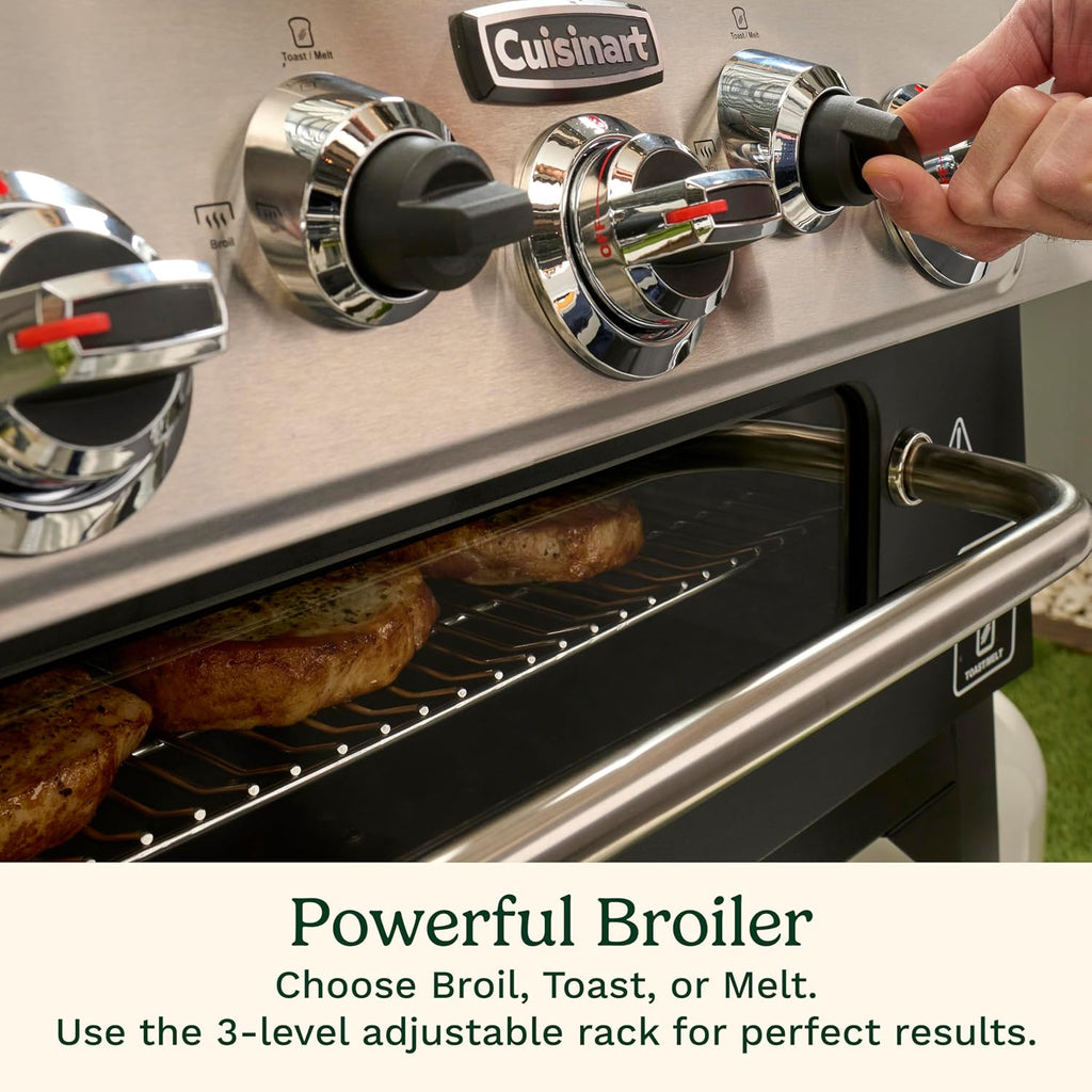 Cuisinart 28' Outdoor Griddler and Broiler Combo, 2-in-1 Carbon Steel Flat-Top Grill and Broiler with Hood, Adjustable Rack, Wheels, Side Tables, Large Cooking Area for BBQs, Outdoor Griddle Station