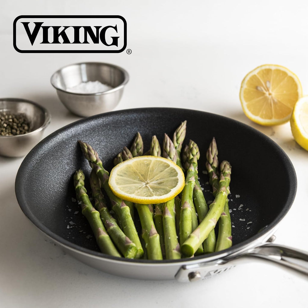 Viking 5-Ply Non Stick Frying Pan, 10 Inch Stainless Steel Nonstick Fry Pan, 5 Liters, Satin Finish