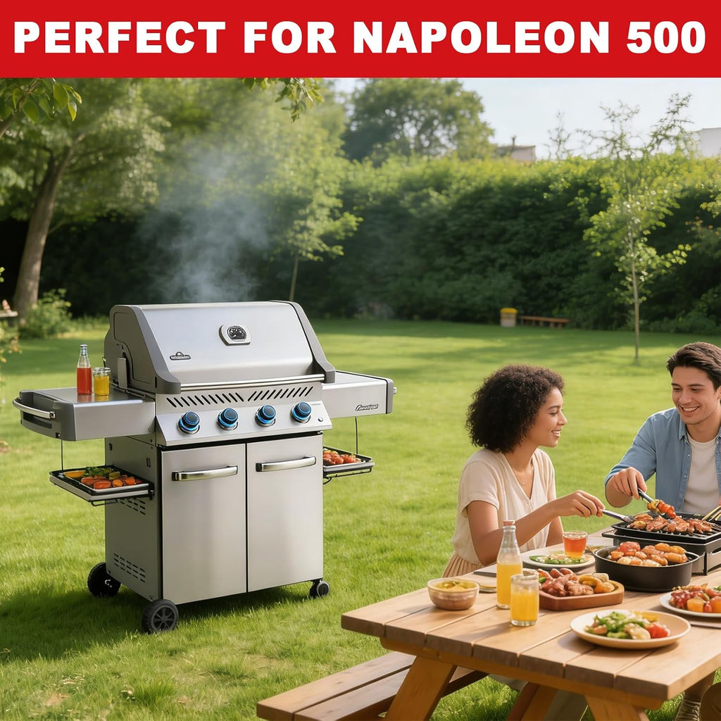 Full Size Griddle Insert - Compatible with Napoleon Prestige/Prestige Pro/Built In 700 Series/Rogue 525, Heavy-Duty Flat Top Griddle with Integrated Grease Traps, Stainless Steel BBQ Grill Accessory