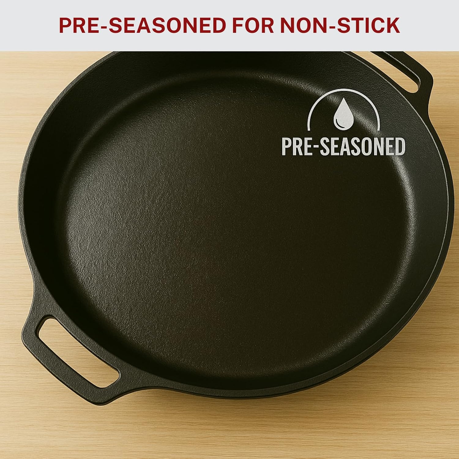 Large Cast Iron Skillet 20 Inch, Pre Seasoned Cast Iron Skillet for Cooking & Frying – XL Heavy Duty Pan with Dual Handles – Ideal for Grill, Oven, Stove, Campfire Use