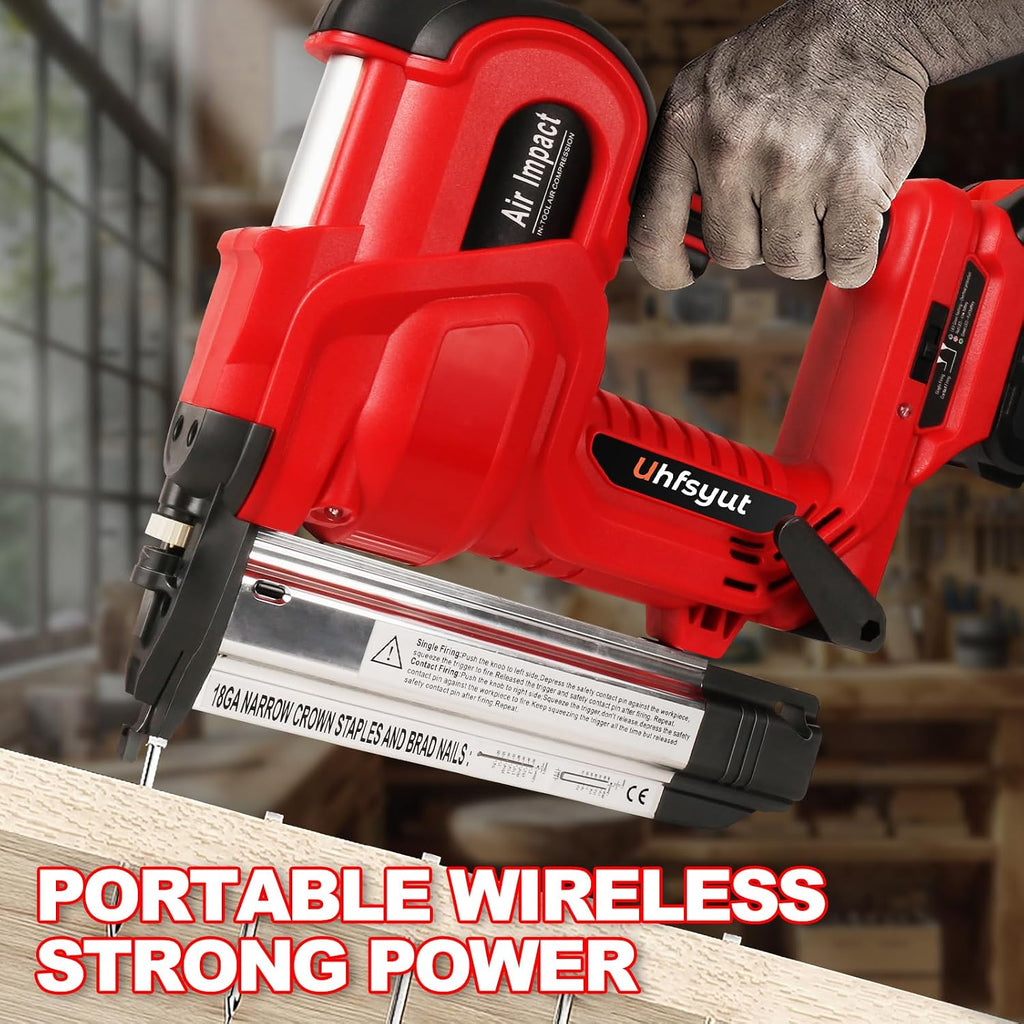 20V Cordless Brad Nailer Stapler - 2-in-1 Heavy Duty Battery Nail Gun with 2000 Nails & Adjustable Depth Control for Professional Woodworking & Home Renovation (One Battery Set)