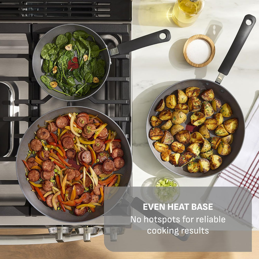 T-Fal Ultimate Hard Anodized Nonstick 10 Piece Cookware Set, Oven Safe Up to 400°F, Dishwasher Safe, Pots and Pans Set, Includes Frying Pans, Saucepan, Stockpot, Cooking Utensils, Stone