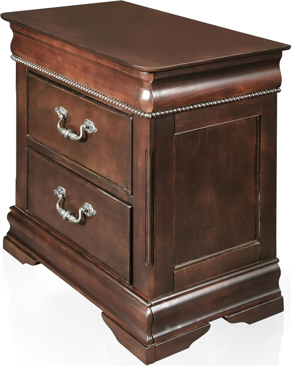 Furniture of America FOA Ruben 2pc Cherry Solid Wood Panel Bedroom Set - King + Nightstand
