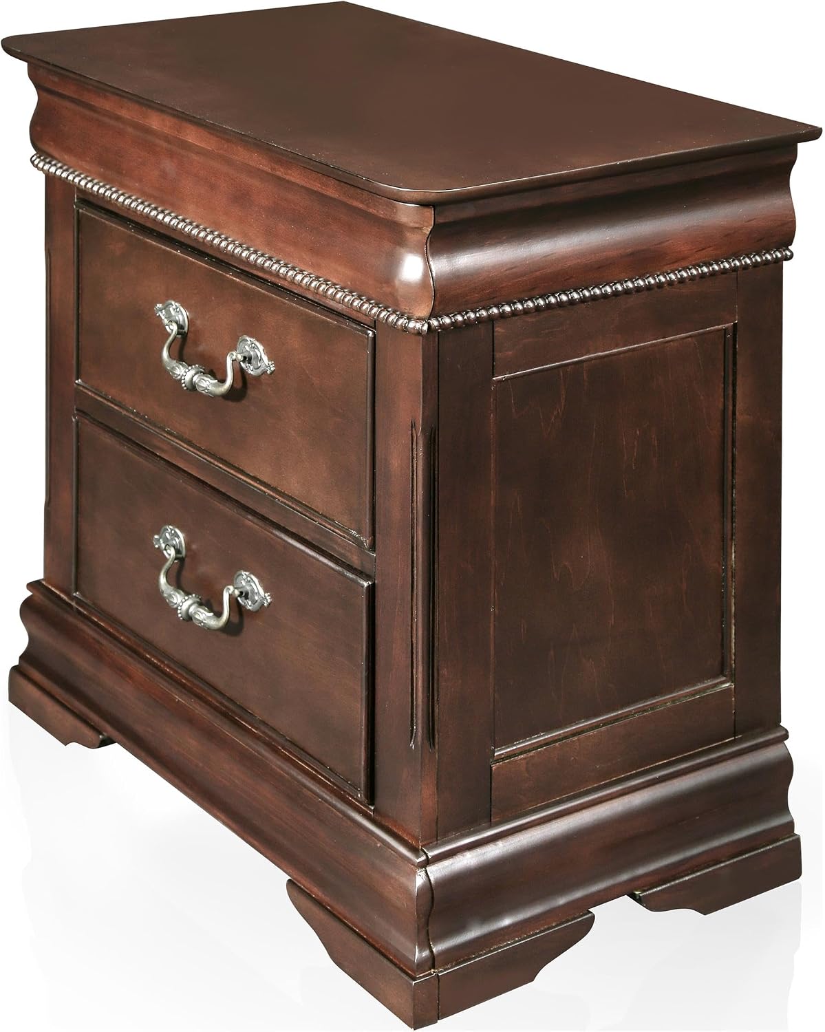Furniture of America FOA Ruben 2pc Cherry Solid Wood Panel Bedroom Set - King + Nightstand