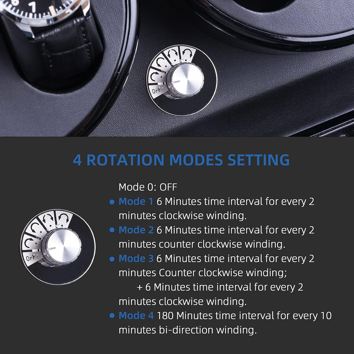 Watch Winder, XTELARY Luxury 3 Motor Quad Watch Winders for Automatic Watches Safe & Wooden Display Box Case 7+8 Storage (Black)
