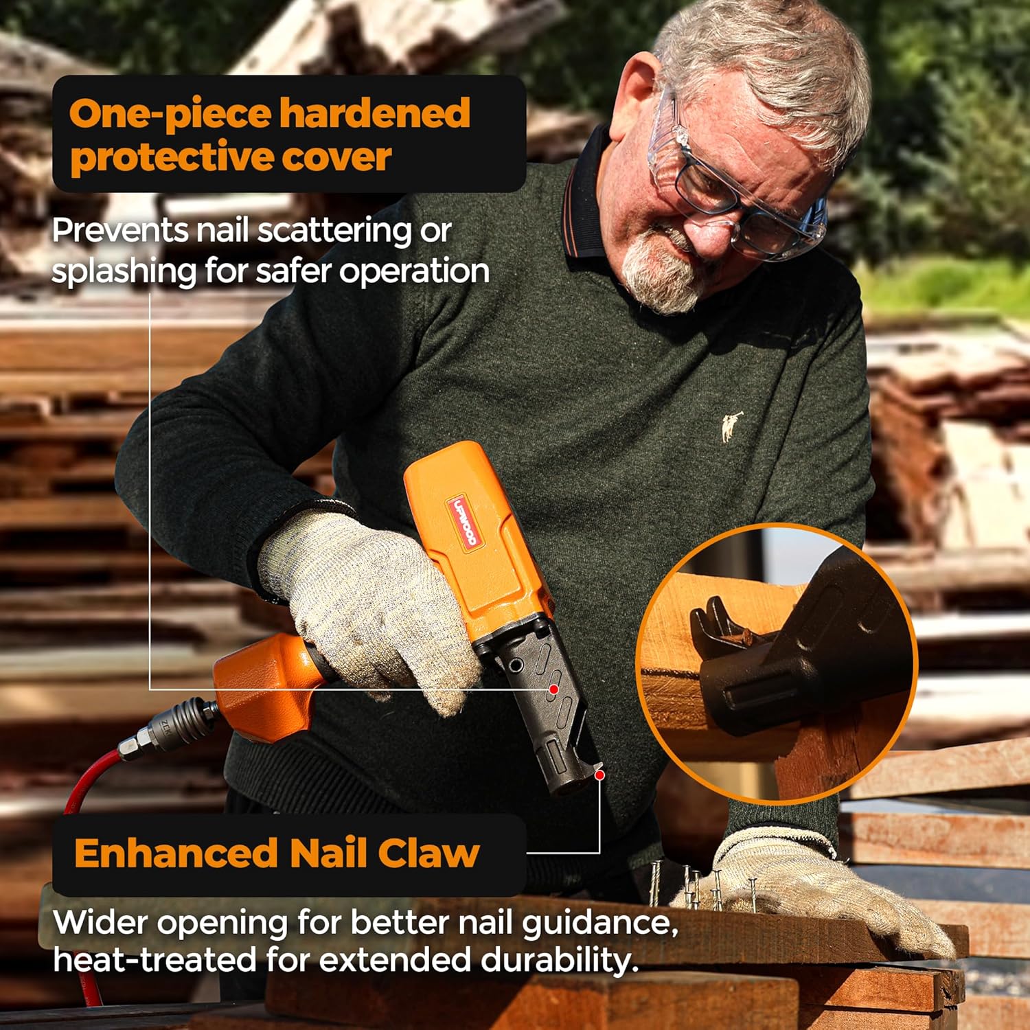 Air Nail Puller Nail Remover Pneumatic Denailer Tool for Recycled Wood Fence Pallet (Ideal for soft or medium-hard woods)