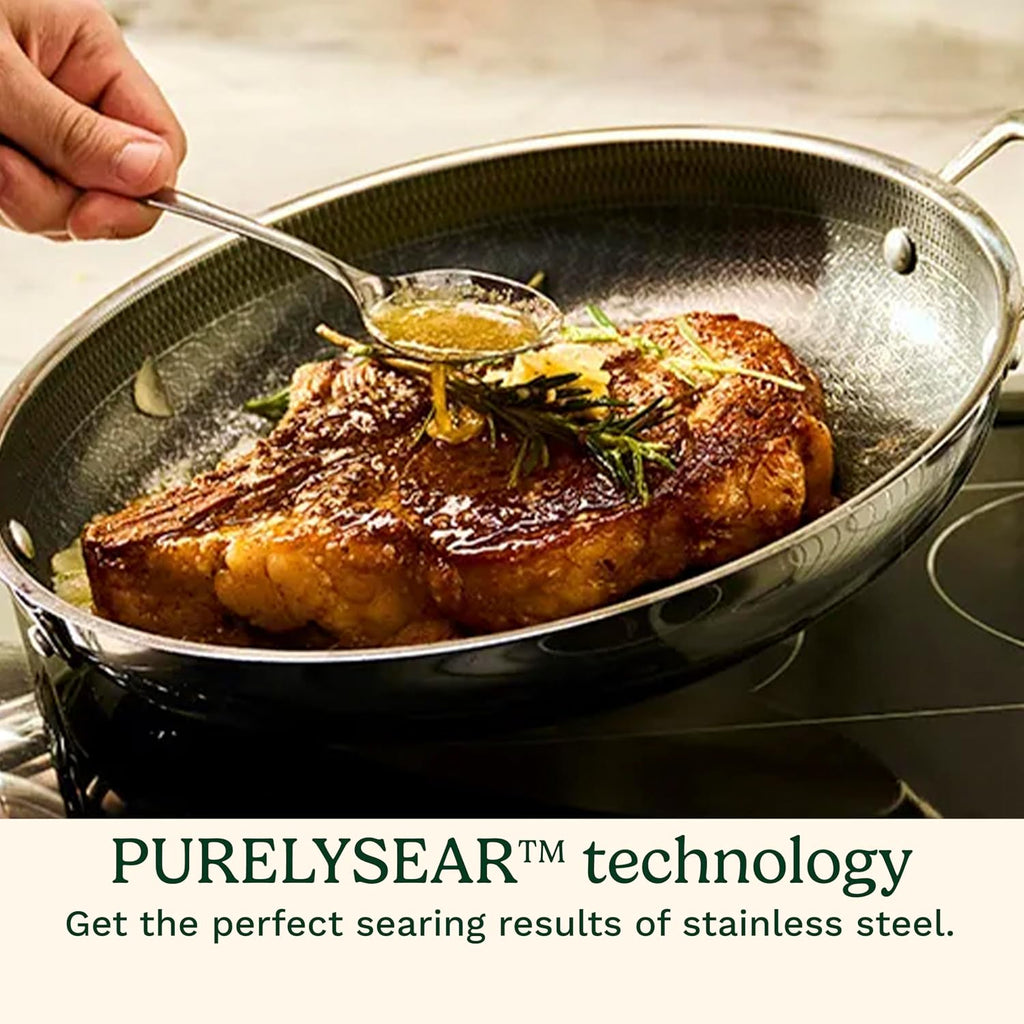 Cuisinart FusionPlus Hybrid Stainless Steel Cookware Set, 2-Piece Skillet Cooking Set with PFAS-Free PURELYSEAR Ceramic Technology, Scratch Proof, Cool Grip Handles, Dishwasher Safe