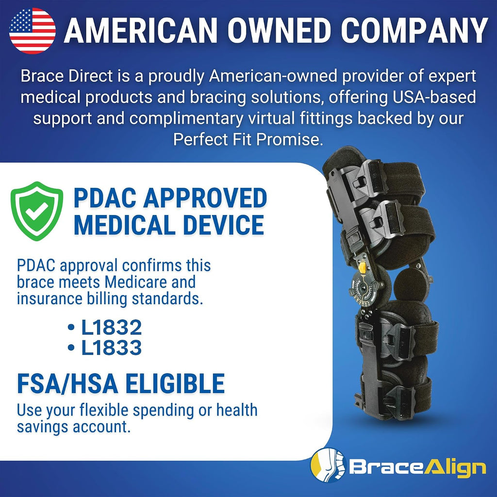 FlexTrack ROM Telescoping Post Op Knee Brace - Adjustable Hinged Stabilizer for ACL, MCL, PCL Injury Recovery & Surgery Support - L1832 L1833