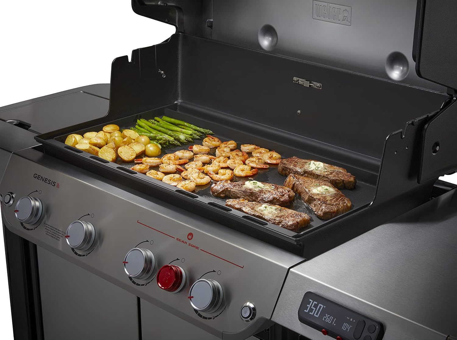 Weber Rust‑Resistant Outdoor Griddle Insert, Full‑Size – Pre-Seasoned Carbon Steel Griddle for Genesis 400 Series Gas Grills, Grill Accessory