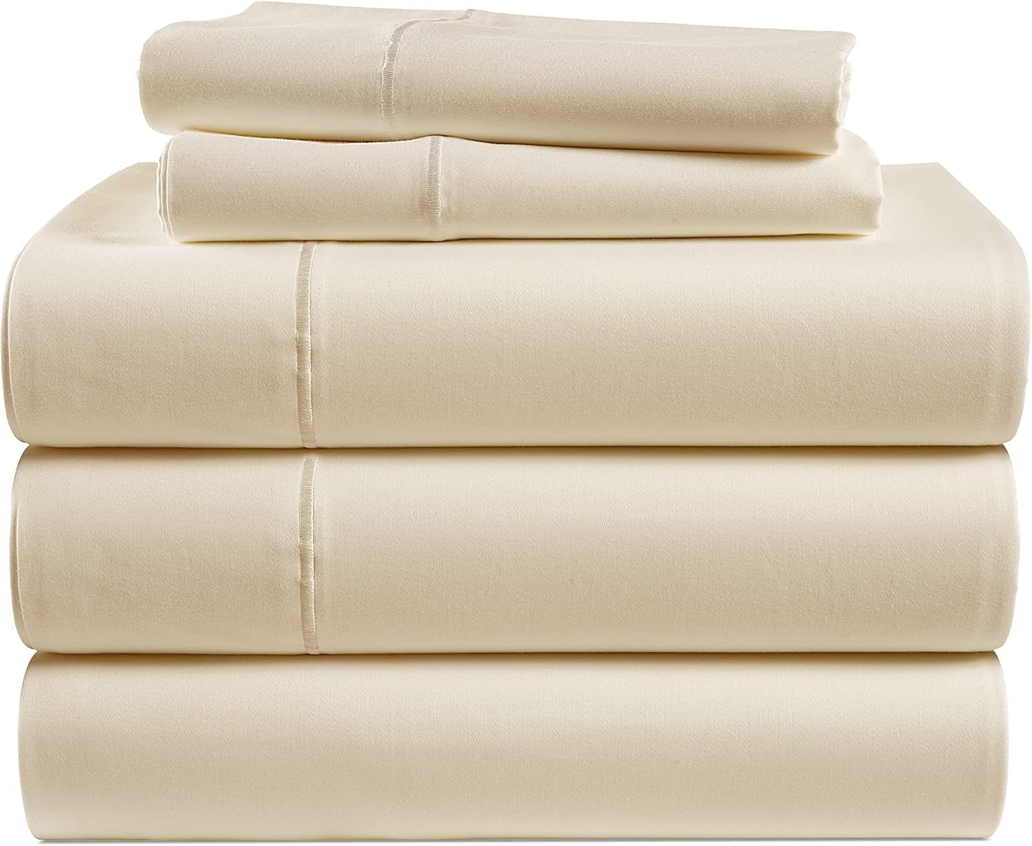 LANE LINEN 100% Egyptian Cotton Split King Bed Sheets for Adjustable Beds Soft & Comfy Sateen Weave for Silky Smooth Finish, Available in Variety of Colors - Ivory