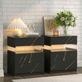 i-aplus LED Nightstand Set of 2,Night Stand Set 2,Modern Night Stand with 3 Drawers,Night Stands for Bedroom Set of 2,Bedside Table with Silent Slide Drawer