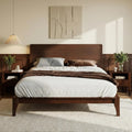 Merax 3 Pieces Bamboo Bedroom Sets, Mid-Century Modern Queen Size Platform Bed with Tall Headboard, Storage Drawer Night Stands Set, Wood Slats Support, No Box Spring Needed, Easy Assembly, Espresso