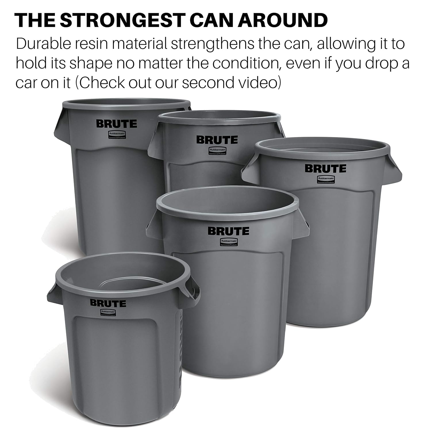 Rubbermaid Commercial Products BRUTE Heavy-Duty Round Trash/Garbage Can, 10-Gallon, Yellow, Outdoor Waste Container for Landscapers/Construction/Restaurants/Back of House/Offices/Warehouses, Pack of 6