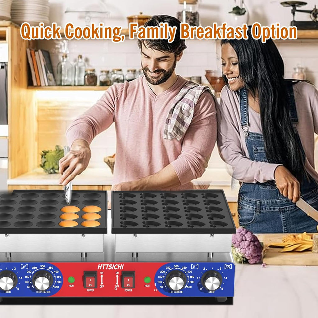 Electric Mini Pancake Maker, Temperature Control, Includes Baking Tools and Accessories (50 Pcs)
