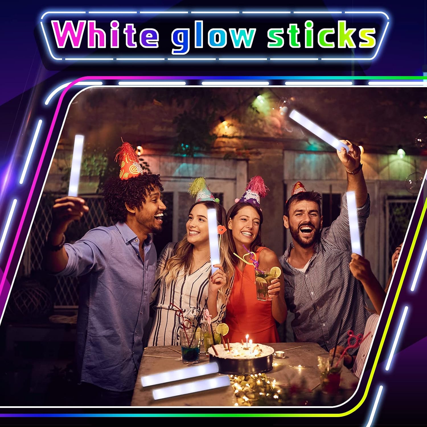 Liliful 150 Pcs LED Foam Sticks Bulk White Light up Sticks Flashing Glow Baton Wands Themed Party Set, Glow in the Dark Party Supplies for Wedding, Raves,Concert,Birthday,Sporting Events