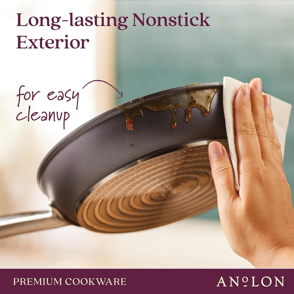 Anolon Accolade Forged Hard Anodized Nonstick Pots & Pans - Induction Cookware Set - 12 Piece - Moonstone Gray