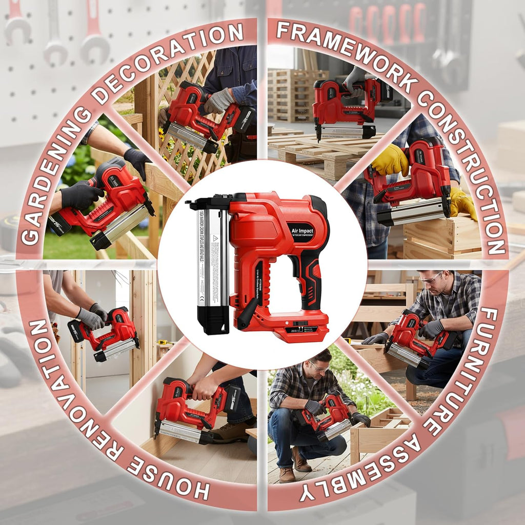 20V 18 Gauge Cordless Nail Gun Safety Pin 2 Inch Power Brad Nailer with 18GA Machine Electric Staple 2 in 1 Gun Nails Kit for Wood Upholstery DIY Framing Home Improvement (No Battery)