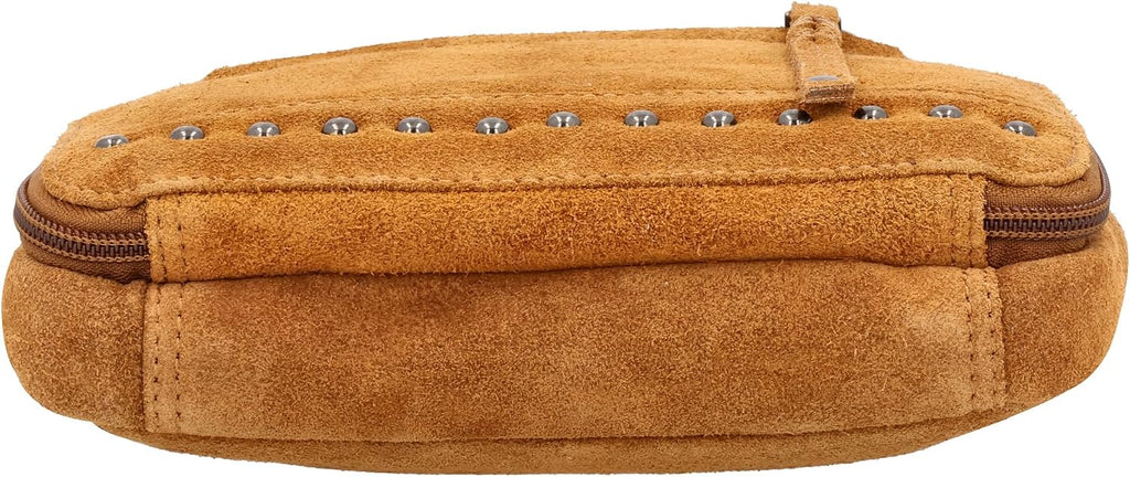 Lady Conceal Kailey Concealed Self Defence Waist Bag by Lady Conceal - Buffalo or Suede Cowhide Leather, 3 Open Sides and Locking Zippers with Universal Holster (Chestnut) - 8' L x 5.5' H x 2.25'