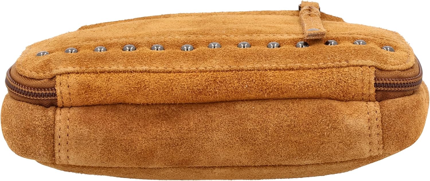 Lady Conceal Kailey Concealed Self Defence Waist Bag by Lady Conceal - Buffalo or Suede Cowhide Leather, 3 Open Sides and Locking Zippers with Universal Holster (Chestnut) - 8' L x 5.5' H x 2.25'