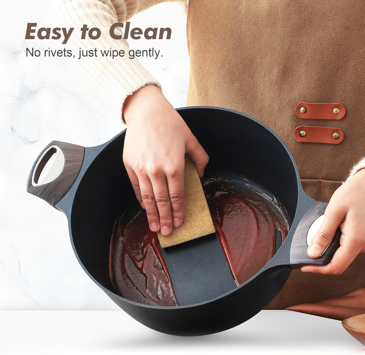 SENSARTE 14 Pcs Non Stick Kitchen Cooking Set, 12 Inch Large Deep Frying Pan, 5 Qt Non Stick Saute Pan with Cover, Healthy Non Toxic Cooking Pan with Helper Handle, PFOA PFOS Free