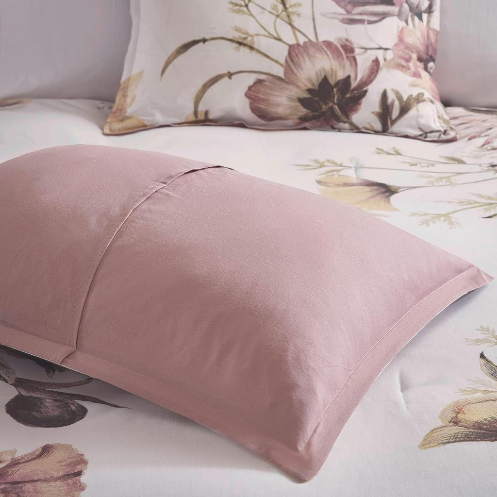 Madison Park Floral King Comforter Set, Cotton Rich Bedding Set Feminine Design Shabby Chic King Size Comforter Sets, All Season Bed Cover with Shams, Bed Skirt, Décor Pillow, Blush 8 Piece