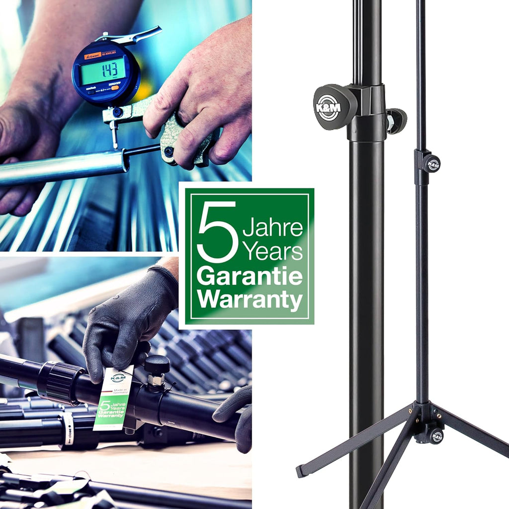 K&M König & Meyer Bass Clarinet Stand 15060.011.55 Pre-Assembled Stable Secure Stand | Adjustable Support Arms w/Tilt & Width | Endpin V Base Holder | Folds Compact For Travel | German Made | Black