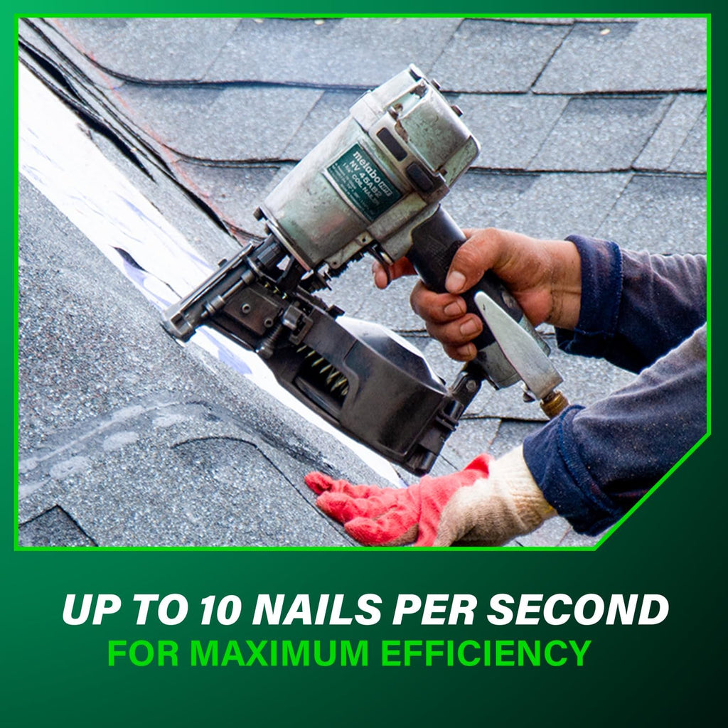 Metabo HPT Roofing Nailer, Pro-Preferred Pneumatic Power Nailer in Roofing Tools, Pneumatic Roofing Nailer for Asphalt Roofing Shingles, Nailer 16 Degree 7/8″ to 1-3/4″ Roofing Nails, NV45AB2