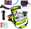 Lightning X Mid-Sized First Responder EMT Bag | LXMB25 | Fully Stocked w/ 248+ First Aid Supplies + Trauma Pak w/C.A.T. Tourniquet & QuikClot - Fluorescent Yellow