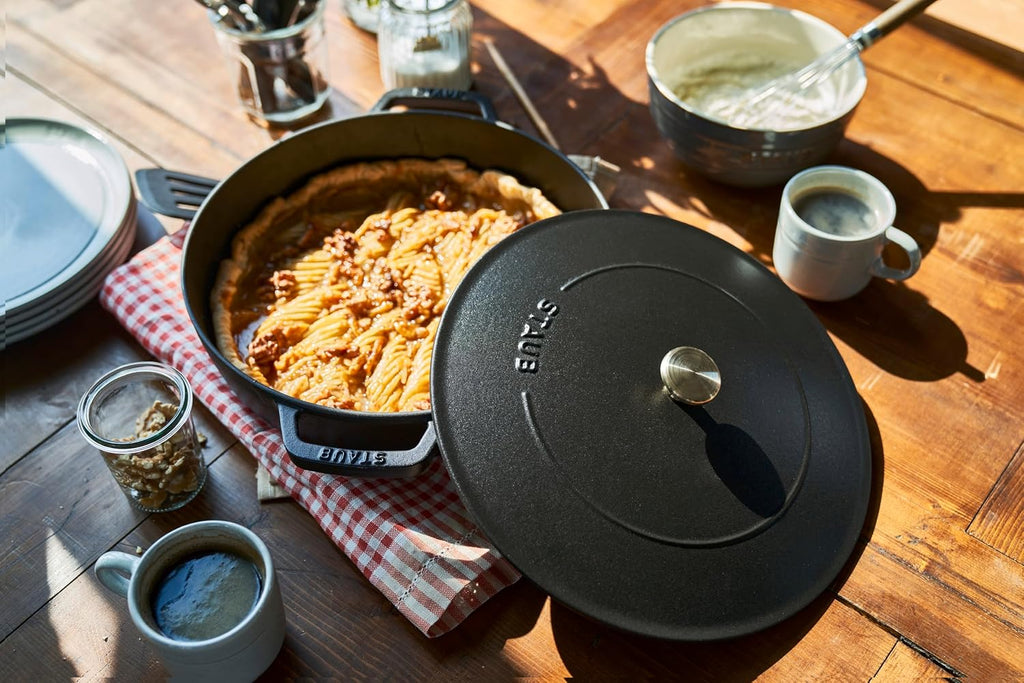 STAUB Cast Iron Sauté Pan, Chistera Lid, Round, 3.7 L, Black, 33 x 31 x 9.5 cm
