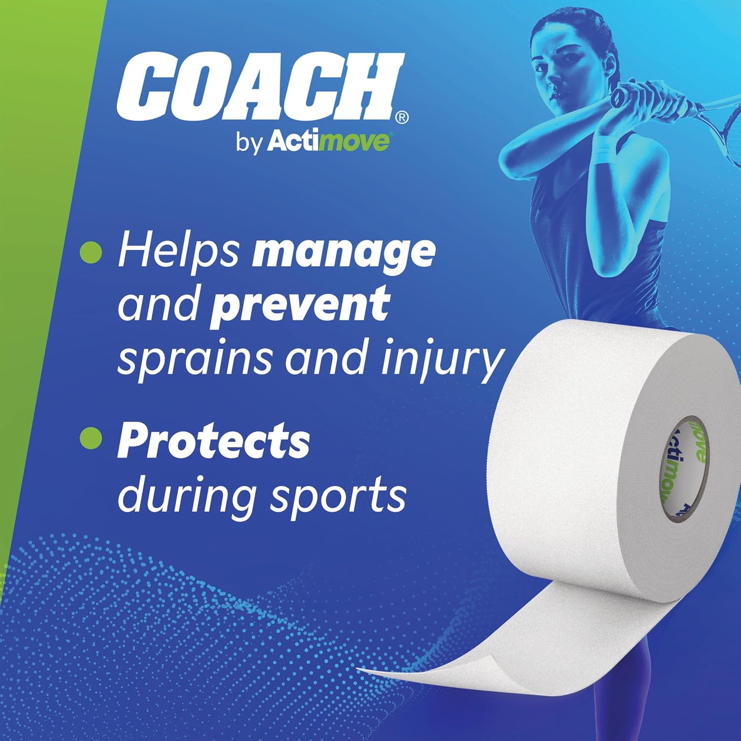 Athletic Tape, Sprains and Injuries Protection, Breathable, Hand-tearble, Sports tape, multi-sport use, Speedpack, 1.5 in x 15 yd, 32 Rolls