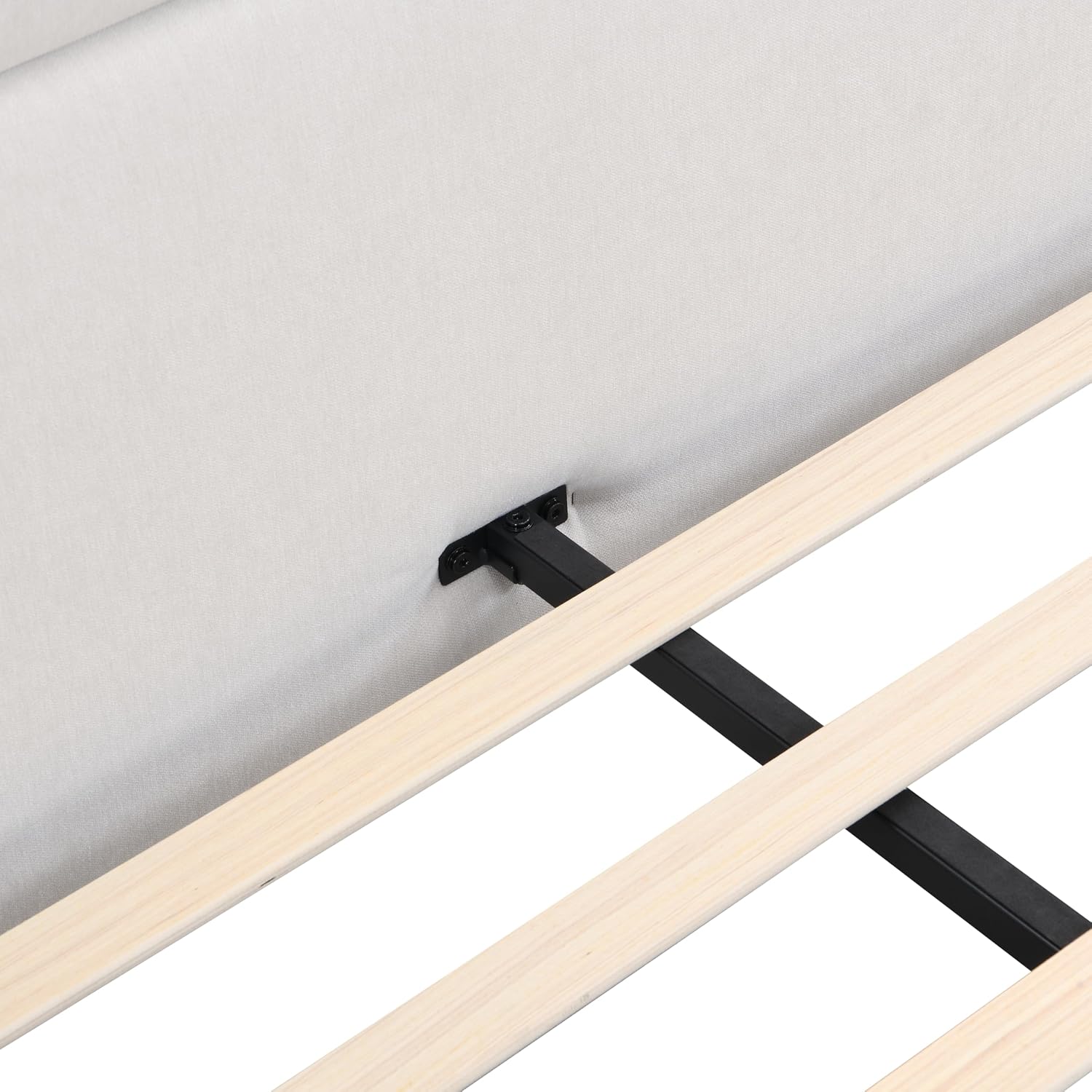 Christopher Knight Home Cordo California King Size Bed Set, Upholstered Platform Bed with Wingback Headboard, Solid Wooden Slats Panel Support, No Box Spring Needed, Easy Assembly, Beige